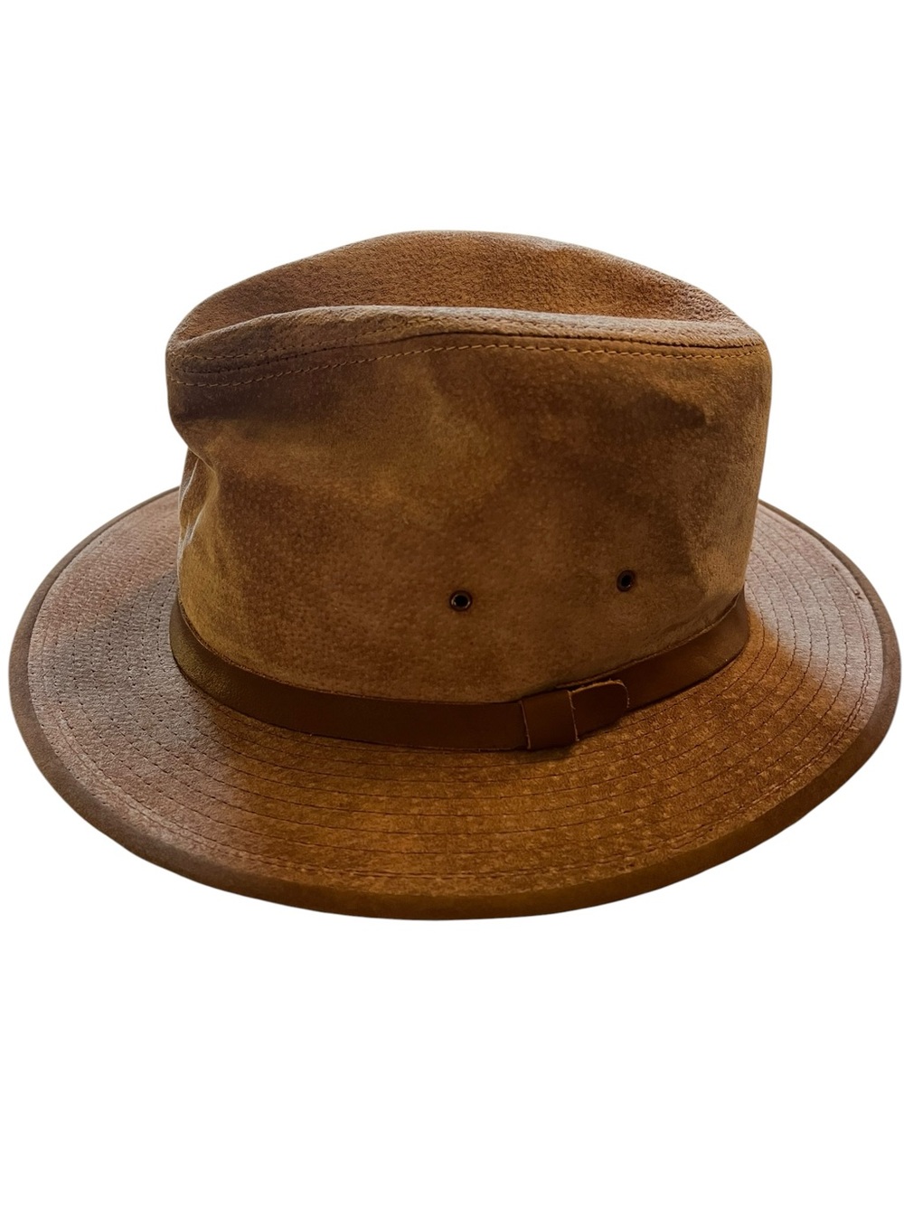Henschel Brown Suede Wide Brim Hat Leather Safari Western Cowboy